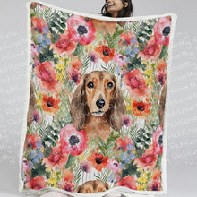 Load image into Gallery viewer, Red Dachshunds in Floral Harmony Soft Warm Fleece Blanket-Blanket-Blankets, Dachshund, Home Decor-11