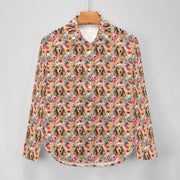 Red Dachshunds in Floral Harmony Women's Shirt-Apparel-Apparel, Dachshund, Shirt-8