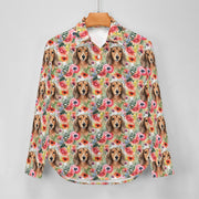 Red Dachshunds in Floral Harmony Women's Shirt-Apparel-Apparel, Dachshund, Shirt-5