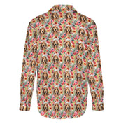 Red Dachshunds in Floral Harmony Women's Shirt-Apparel-Apparel, Dachshund, Shirt-7