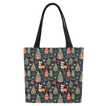 Load image into Gallery viewer, Red / Fawn and White Chihuahua Christmas Botanical Large Canvas Tote Bags - Set of 2-Accessories-Accessories, Bags, Chihuahua-7