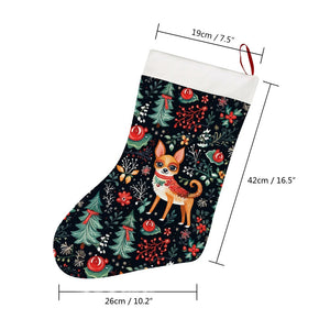 Red / Fawn and White Chihuahua Christmas Elegance Blanket Christmas Stocking-Christmas Ornament-Chihuahua, Christmas, Home Decor-26X42CM-White-4