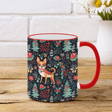 Load image into Gallery viewer, Red / Fawn and White Chihuahua Christmas Elegance Blanket Mug-2