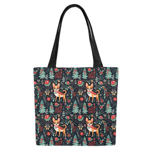 Red / Fawn and White Chihuahua Christmas Elegance Canvas Tote Bags - Set of 2-Accessories-Accessories, Bags, Chihuahua-7