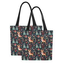 Load image into Gallery viewer, Red / Fawn and White Chihuahua Christmas Elegance Canvas Tote Bags - Set of 2-Accessories-Accessories, Bags, Chihuahua-Four Chihuahuas-Set of 2-2