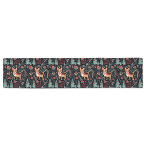 Red / Fawn and White Chihuahua Christmas Elegance Table Runner-Home Decor-Chihuahua, Christmas, Home Decor-White1-ONE SIZE-1