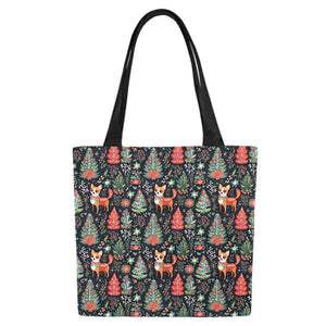 Red / Fawn and White Chihuahua Holiday Charm Canvas Tote Bags - Set of 2-Accessories-Accessories, Bags, Chihuahua, Christmas-6