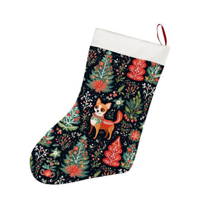 Red / Fawn and White Chihuahua Holiday Charm Christmas Stocking-Christmas Ornament-Chihuahua, Christmas, Home Decor-26X42CM-White-1