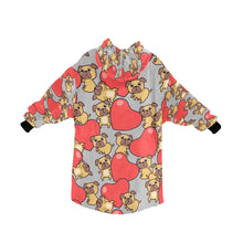 Load image into Gallery viewer, Red Heart Pugs Blanket Hoodie for Women-Apparel-Apparel, Blankets-12