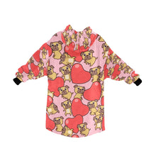 Load image into Gallery viewer, Red Heart Pugs Blanket Hoodie for Women-Apparel-Apparel, Blankets-5