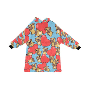 Red Heart Pugs Blanket Hoodie for Women-Apparel-Apparel, Blankets-SkyBlue-ONE SIZE-6