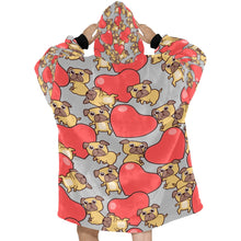 Load image into Gallery viewer, Red Heart Pugs Blanket Hoodie for Women-Apparel-Apparel, Blankets-13