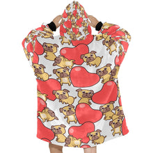 Load image into Gallery viewer, Red Heart Pugs Blanket Hoodie for Women-Apparel-Apparel, Blankets-4