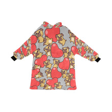 Load image into Gallery viewer, Red Heart Pugs Blanket Hoodie for Women-Apparel-Apparel, Blankets-Silver-ONE SIZE-11