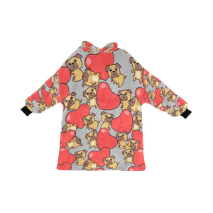 Red Heart Pugs Blanket Hoodie for Women-Apparel-Apparel, Blankets-Silver-ONE SIZE-11