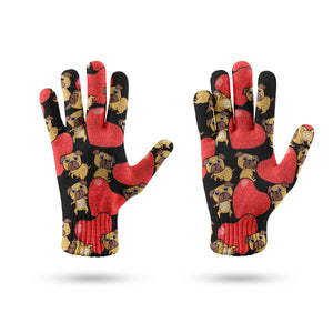 Red Heart Pugs Touch Screen Gloves - 4 Colors-Accessories-Accessories, Dog Dad Gifts, Dog Mom Gifts, Gloves, Pug-11