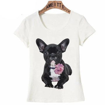 Red Rose Doggos Womens T ShirtApparelFrench BulldogS