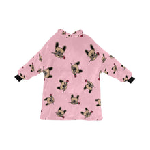 Load image into Gallery viewer, Red Rose Fawn Frenchies Blanket Hoodie for Women-Apparel-Apparel, Blankets-Pink-ONE SIZE-1