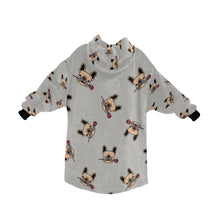 Load image into Gallery viewer, Red Rose Fawn Frenchies Blanket Hoodie for Women-Apparel-Apparel, Blankets-13