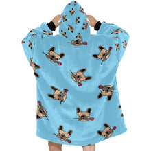Load image into Gallery viewer, Red Rose Fawn Frenchies Blanket Hoodie for Women-Apparel-Apparel, Blankets-7