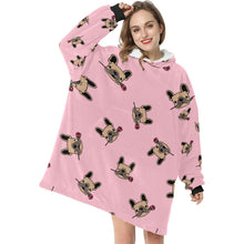 Load image into Gallery viewer, Red Rose Fawn Frenchies Blanket Hoodie for Women-Apparel-Apparel, Blankets-3