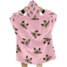 Load image into Gallery viewer, Red Rose Fawn Frenchies Blanket Hoodie for Women-Apparel-Apparel, Blankets-4