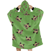 Load image into Gallery viewer, Red Rose Fawn Frenchies Blanket Hoodie for Women-Apparel-Apparel, Blankets-12