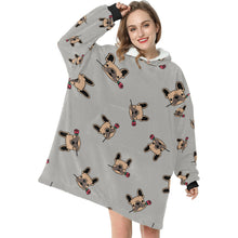 Load image into Gallery viewer, Red Rose Fawn Frenchies Blanket Hoodie for Women-Apparel-Apparel, Blankets-14
