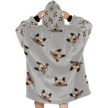 Load image into Gallery viewer, Red Rose Fawn Frenchies Blanket Hoodie for Women-Apparel-Apparel, Blankets-11