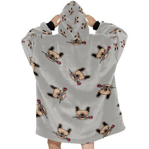 Red Rose Fawn Frenchies Blanket Hoodie for Women-Apparel-Apparel, Blankets-11