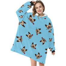 Load image into Gallery viewer, Red Rose Fawn Frenchies Blanket Hoodie for Women-Apparel-Apparel, Blankets-6