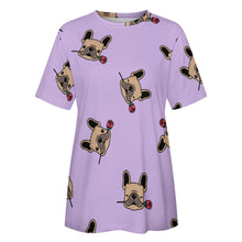 Load image into Gallery viewer, Red Rose Fawn Frenchies Love All Over Print Women&#39;s Cotton T-Shirt - 4 Colors-Apparel-Apparel, French Bulldog, Shirt, T Shirt-10