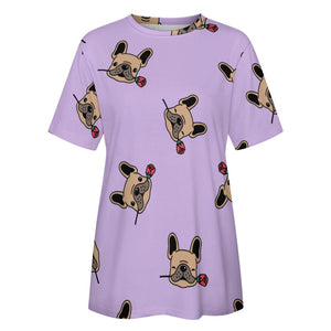 Red Rose Fawn Frenchies Love All Over Print Women's Cotton T-Shirt - 4 Colors-Apparel-Apparel, French Bulldog, Shirt, T Shirt-10
