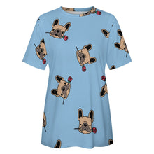 Load image into Gallery viewer, Red Rose Fawn Frenchies Love All Over Print Women&#39;s Cotton T-Shirt - 4 Colors-Apparel-Apparel, French Bulldog, Shirt, T Shirt-13