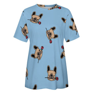 Red Rose Fawn Frenchies Love All Over Print Women's Cotton T-Shirt - 4 Colors-Apparel-Apparel, French Bulldog, Shirt, T Shirt-13
