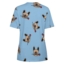 Load image into Gallery viewer, Red Rose Fawn Frenchies Love All Over Print Women&#39;s Cotton T-Shirt - 4 Colors-Apparel-Apparel, French Bulldog, Shirt, T Shirt-14