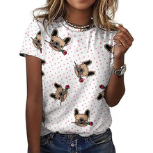 Load image into Gallery viewer, Red Rose Fawn Frenchies Love All Over Print Women&#39;s Cotton T-Shirt - 4 Colors-Apparel-Apparel, French Bulldog, Shirt, T Shirt-18