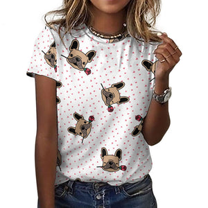 Red Rose Fawn Frenchies Love All Over Print Women's Cotton T-Shirt - 4 Colors-Apparel-Apparel, French Bulldog, Shirt, T Shirt-18