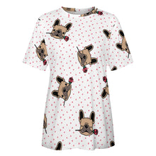 Load image into Gallery viewer, Red Rose Fawn Frenchies Love All Over Print Women&#39;s Cotton T-Shirt - 4 Colors-Apparel-Apparel, French Bulldog, Shirt, T Shirt-5