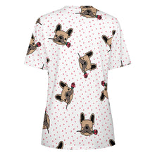 Load image into Gallery viewer, Red Rose Fawn Frenchies Love All Over Print Women&#39;s Cotton T-Shirt - 4 Colors-Apparel-Apparel, French Bulldog, Shirt, T Shirt-6
