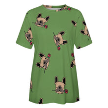 Load image into Gallery viewer, Red Rose Fawn Frenchies Love All Over Print Women&#39;s Cotton T-Shirt - 4 Colors-Apparel-Apparel, French Bulldog, Shirt, T Shirt-8