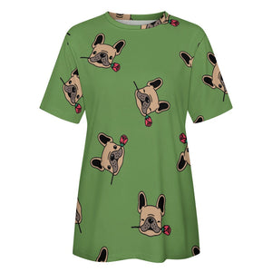 Red Rose Fawn Frenchies Love All Over Print Women's Cotton T-Shirt - 4 Colors-Apparel-Apparel, French Bulldog, Shirt, T Shirt-8
