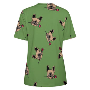 Red Rose Fawn Frenchies Love All Over Print Women's Cotton T-Shirt - 4 Colors-Apparel-Apparel, French Bulldog, Shirt, T Shirt-9