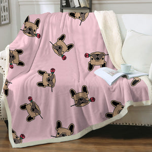 Red Rose Fawn Frenchies Love Soft Warm Fleece Blanket - 4 Colors-Blanket-Blankets, French Bulldog, Home Decor-15