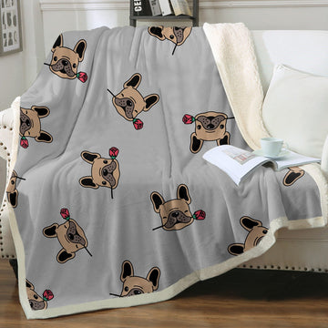 Red Rose Fawn Frenchies Love Soft Warm Fleece Blanket 4 Colors 4 360x