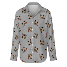 Load image into Gallery viewer, Red Rose Fawn Frenchies Women&#39;s Shirt-Apparel-Apparel,Dog Mom Gifts,French Bulldog,Shirt-S-DarkGray-18