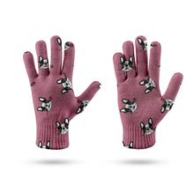 Load image into Gallery viewer, Red Rose Pied Black and White Frenchies Touch Screen Gloves-Accessories-Accessories, Dog Dad Gifts, Dog Mom Gifts, French Bulldog, Gloves-10