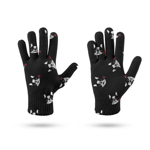 Red Rose Pied Black and White Frenchies Touch Screen Gloves-Accessories-Accessories, Dog Dad Gifts, Dog Mom Gifts, French Bulldog, Gloves-13