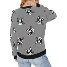 Load image into Gallery viewer, Red Rose Pied Black and White Frenchies Women&#39;s Sweatshirt-Apparel-Apparel, French Bulldog, Sweatshirt-12
