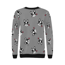 Load image into Gallery viewer, Red Rose Pied Black and White Frenchies Women&#39;s Sweatshirt-Apparel-Apparel, French Bulldog, Sweatshirt-14